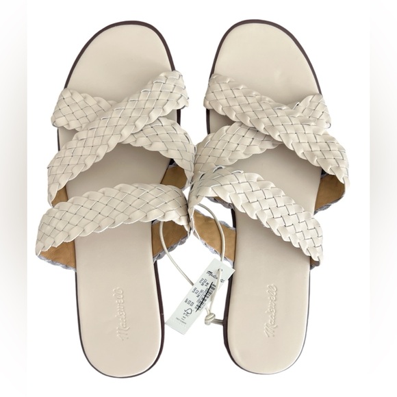 Madewell The Mena Woven Leather Slide Sandal in Ecru - Picture 1 of 7